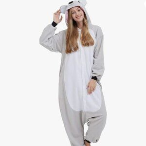 Koala Adult Onesie - Size XL - Halloween Costume - Grey, White, Black & Pink